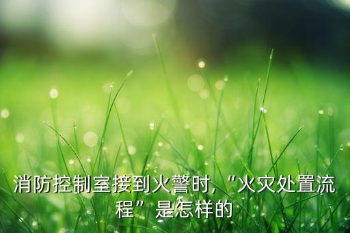 消防控制室接到火警時,“火災處置流程”是怎樣的