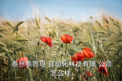  泰州泰而坦 自動(dòng)化科技有限 公司怎么樣