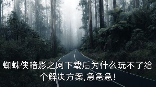 蜘蛛俠暗影之網(wǎng)下載后為什么玩不了給個解決方案,急急急!