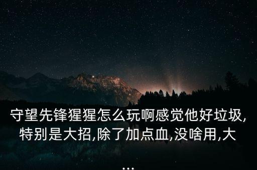 守望先鋒猩猩怎么玩啊感覺他好垃圾,特別是大招,除了加點血,沒啥用,大...
