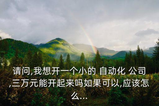 請問,我想開一個小的 自動化 公司,三萬元能開起來嗎如果可以,應該怎么...