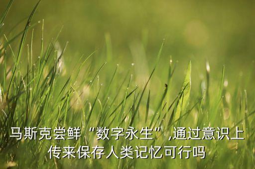 馬斯克嘗鮮“數(shù)字永生”,通過意識上傳來保存人類記憶可行嗎