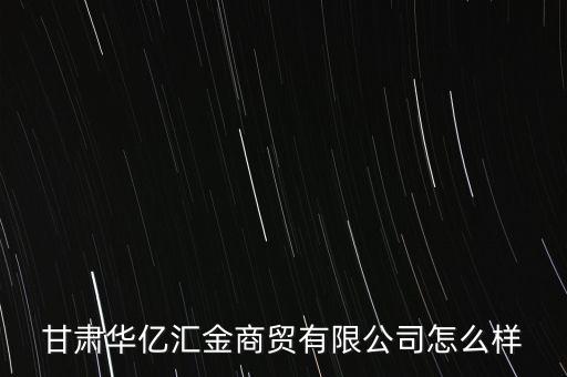 甘肅華億匯金商貿(mào)有限公司怎么樣