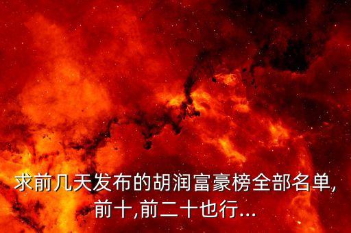 求前幾天發(fā)布的胡潤富豪榜全部名單,前十,前二十也行…