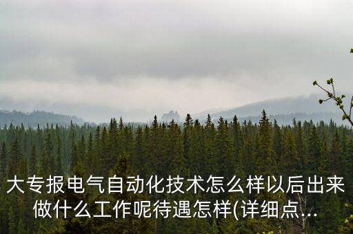 大專報電氣自動化技術(shù)怎么樣以后出來做什么工作呢待遇怎樣(詳細(xì)點(diǎn)...