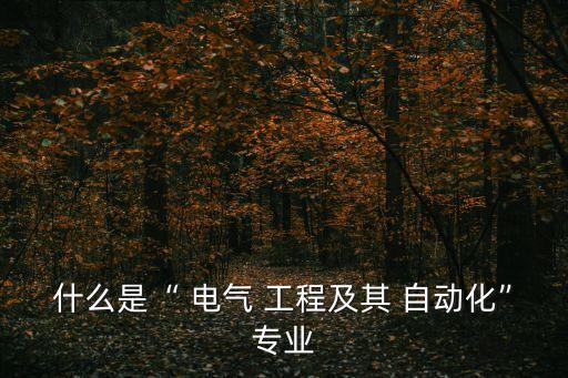 什么是“ 電氣 工程及其 自動化”專業(yè)