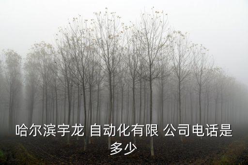 哈爾濱宇龍 自動化有限 公司電話是多少