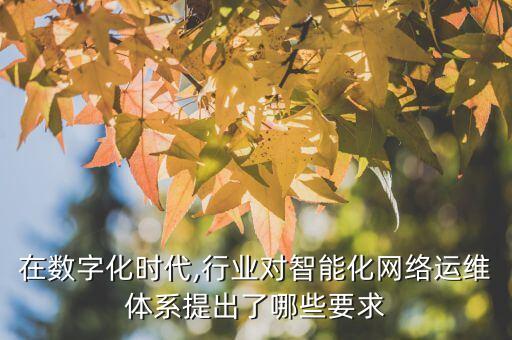 在數(shù)字化時代,行業(yè)對智能化網(wǎng)絡(luò)運(yùn)維體系提出了哪些要求