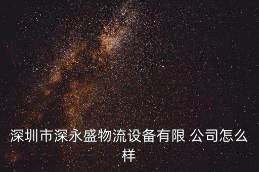 深圳市深永盛物流設(shè)備有限 公司怎么樣