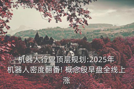  機(jī)器人行業(yè)頂層規(guī)劃:2025年 機(jī)器人密度翻番! 概念股早盤全線上漲