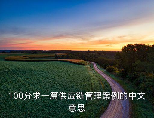100分求一篇供應鏈管理案例的中文意思