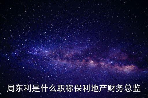 周東利是什么職稱保利地產(chǎn)財務總監(jiān)