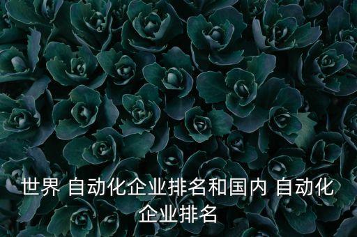世界 自動化企業(yè)排名和國內(nèi) 自動化企業(yè)排名