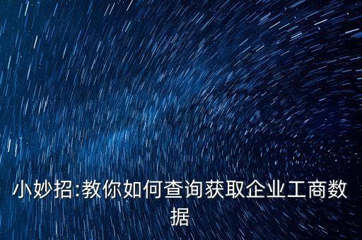 小妙招:教你如何查詢獲取企業(yè)工商數(shù)據(jù)