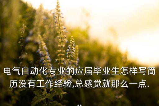 電氣自動化專業(yè)的應(yīng)屆畢業(yè)生怎樣寫簡歷沒有工作經(jīng)驗(yàn),總感覺就那么一點(diǎn)...