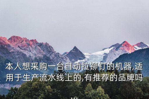 本人想采購(gòu)一臺(tái)自動(dòng)拉鉚釘?shù)臋C(jī)器,適用于生產(chǎn)流水線(xiàn)上的,有推薦的品牌嗎...