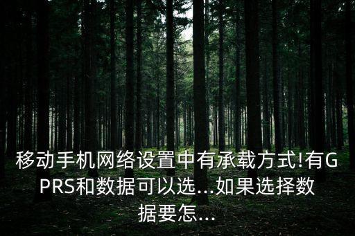 移動手機網(wǎng)絡(luò)設(shè)置中有承載方式!有GPRS和數(shù)據(jù)可以選...如果選擇數(shù)據(jù)要怎...