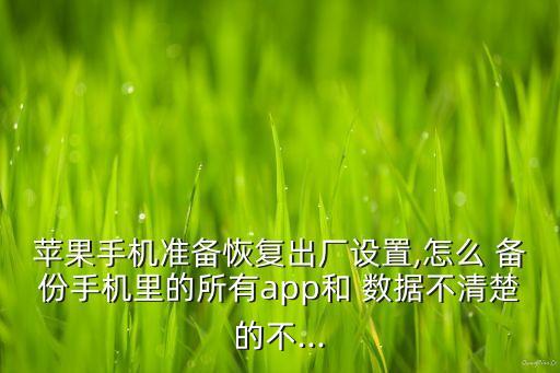 蘋(píng)果手機(jī)準(zhǔn)備恢復(fù)出廠設(shè)置,怎么 備份手機(jī)里的所有app和 數(shù)據(jù)不清楚的不...