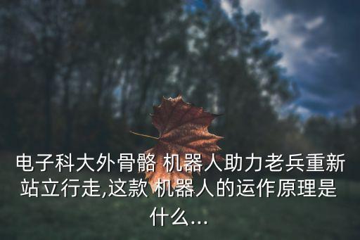 電子科大外骨骼 機(jī)器人助力老兵重新站立行走,這款 機(jī)器人的運(yùn)作原理是什么...