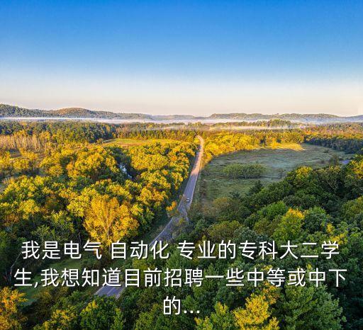 我是電氣 自動(dòng)化 專業(yè)的?？拼蠖W(xué)生,我想知道目前招聘一些中等或中下的...