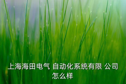 上海海田電氣 自動化系統(tǒng)有限 公司怎么樣