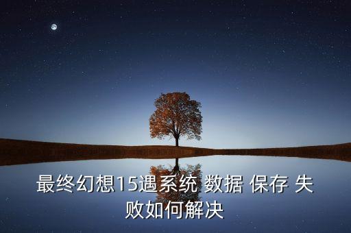 最終幻想15遇系統(tǒng) 數(shù)據(jù) 保存 失敗如何解決