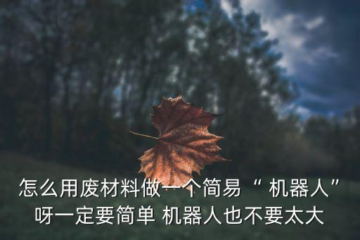 怎么用廢材料做一個簡易“ 機器人”呀一定要簡單 機器人也不要太大