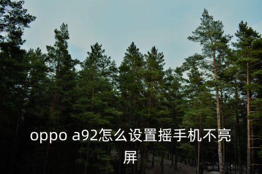 oppo a92怎么設(shè)置搖手機不亮屏