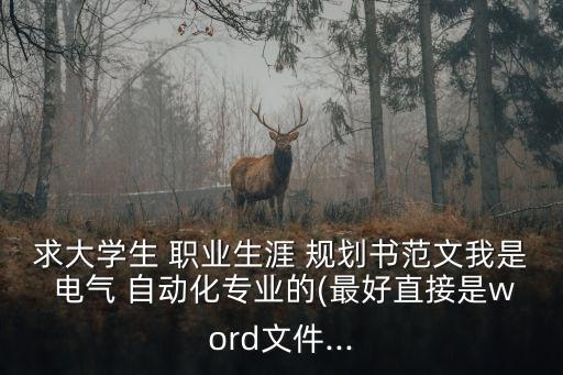 電氣自動化職業(yè)規(guī)劃評估