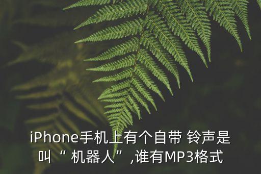 iPhone手機(jī)上有個(gè)自帶 鈴聲是叫“ 機(jī)器人”,誰有MP3格式