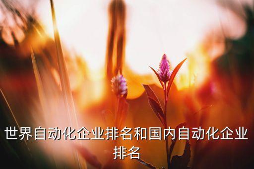 世界自動(dòng)化企業(yè)排名和國(guó)內(nèi)自動(dòng)化企業(yè)排名