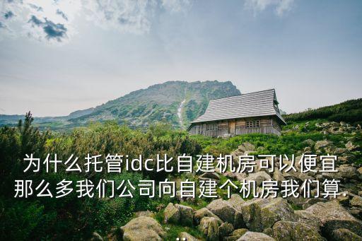 為什么托管idc比自建機(jī)房可以便宜那么多我們公司向自建個(gè)機(jī)房我們算...