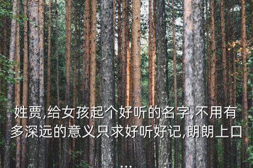 姓賈,給女孩起個好聽的名字,不用有多深遠(yuǎn)的意義只求好聽好記,朗朗上口...