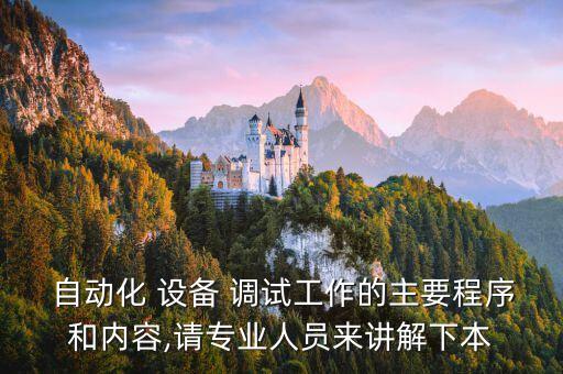  自動化 設(shè)備 調(diào)試工作的主要程序和內(nèi)容,請專業(yè)人員來講解下本