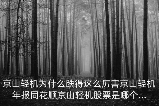 京山輕機為什么跌得這么厲害京山輕機年報同花順京山輕機股票是哪個...