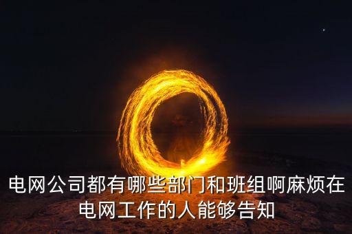 電網(wǎng)公司都有哪些部門和班組啊麻煩在電網(wǎng)工作的人能夠告知