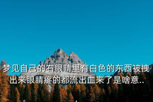 夢(mèng)見(jiàn)自己的右眼睛里有白色的東西被拽出來(lái)眼睛疼的都流出血來(lái)了是啥意...
