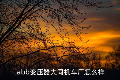  abb變壓器大同機車廠怎么樣