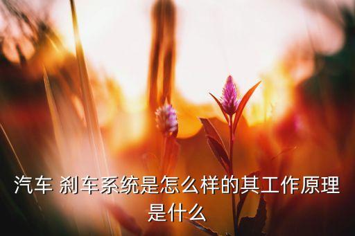 汽車(chē) 剎車(chē)系統(tǒng)是怎么樣的其工作原理是什么