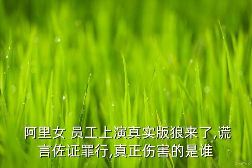  阿里女 員工上演真實(shí)版狼來了,謊言佐證罪行,真正傷害的是誰