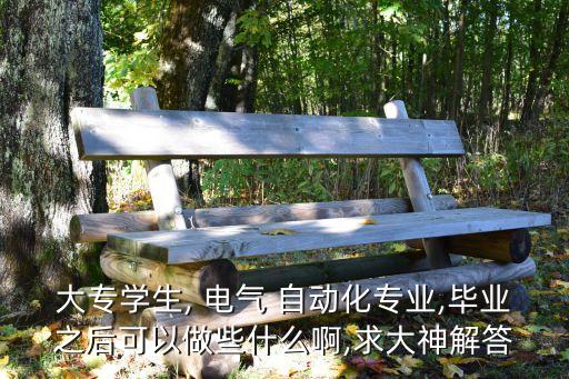大專(zhuān)學(xué)生, 電氣 自動(dòng)化專(zhuān)業(yè),畢業(yè)之后可以做些什么啊,求大神解答