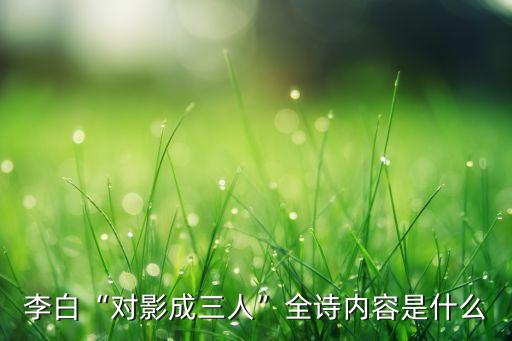 李白“對(duì)影成三人”全詩內(nèi)容是什么