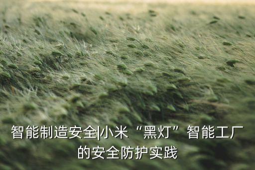 智能制造安全|小米“黑燈”智能工廠的安全防護(hù)實(shí)踐