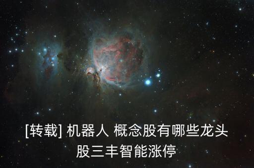 [轉載] 機器人 概念股有哪些龍頭股三豐智能漲停