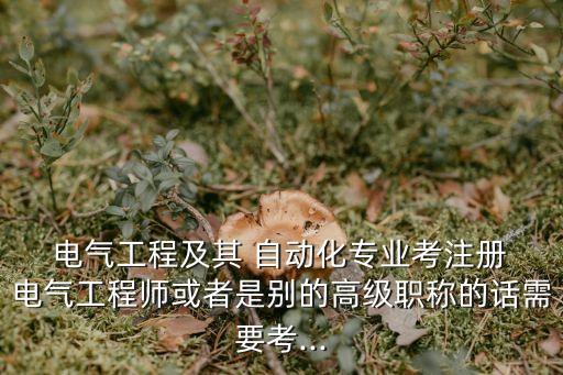  電氣工程及其 自動化專業(yè)考注冊 電氣工程師或者是別的高級職稱的話需要考...