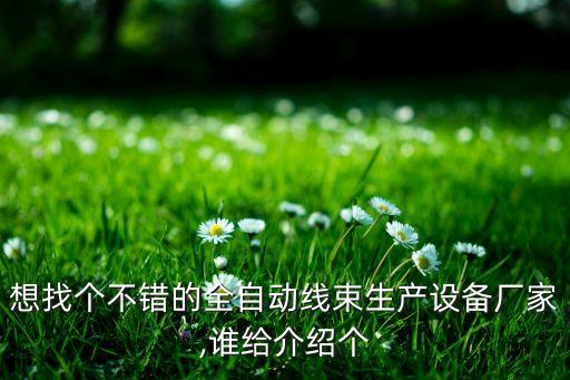 想找個(gè)不錯(cuò)的全自動(dòng)線束生產(chǎn)設(shè)備廠家,誰給介紹個(gè)