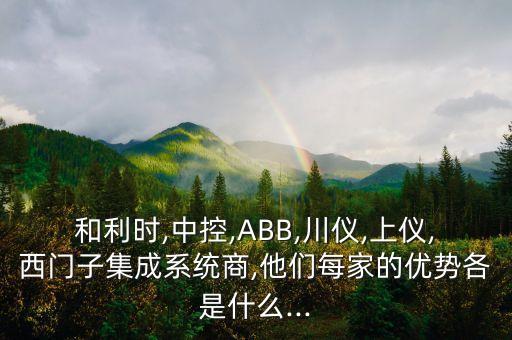 和利時(shí),中控,ABB,川儀,上儀,西門子集成系統(tǒng)商,他們每家的優(yōu)勢(shì)各是什么...