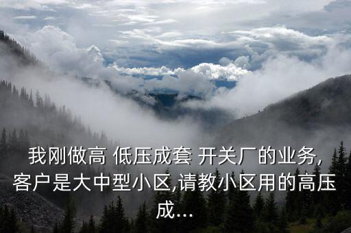 我剛做高 低壓成套 開關(guān)廠的業(yè)務(wù),客戶是大中型小區(qū),請(qǐng)教小區(qū)用的高壓成...