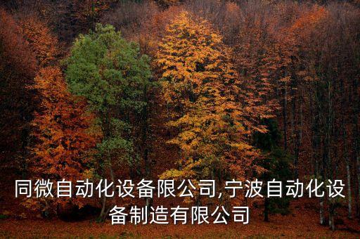 寧波同微自動化設(shè)備限公司,寧波自動化設(shè)備制造有限公司