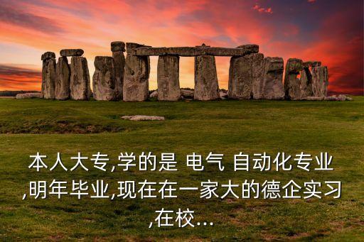 本人大專,學(xué)的是 電氣 自動(dòng)化專業(yè),明年畢業(yè),現(xiàn)在在一家大的德企實(shí)習(xí),在校...